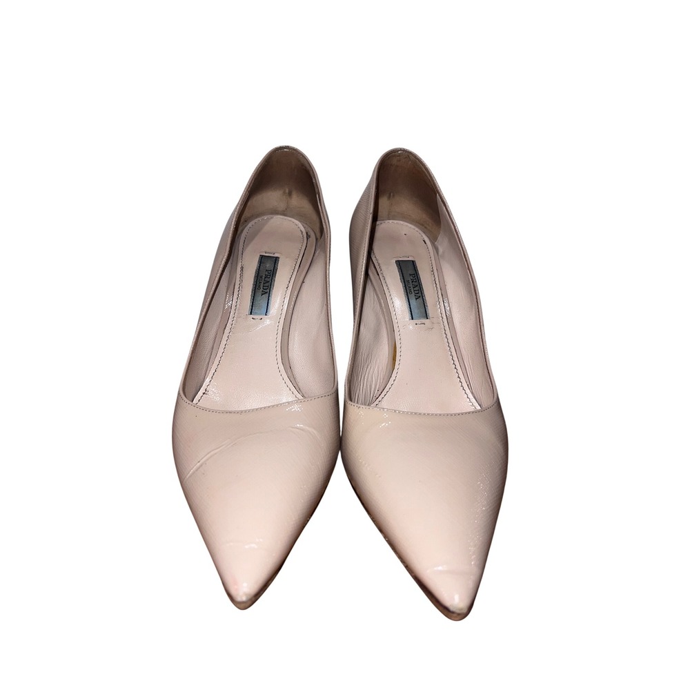 Prada Cream Heels Classic Pointed-Toe Pumps Shoes 37.5‎